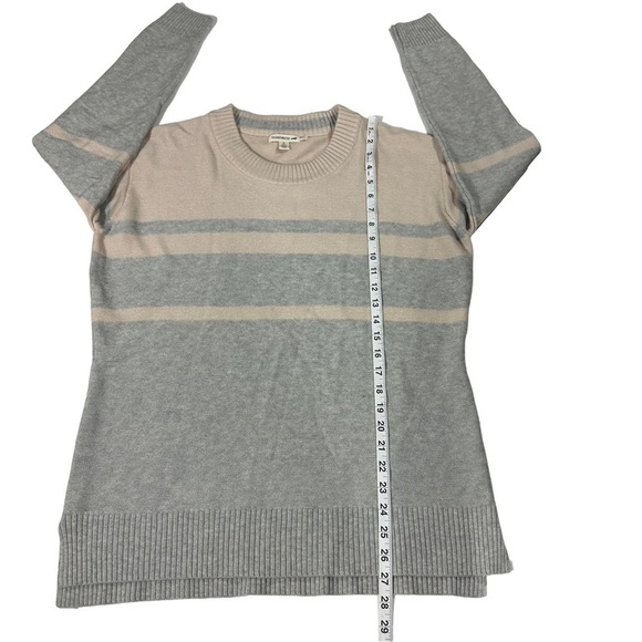 Toad & Co Plateau LS Crew Grey & Blush Striped Lambswool Nylon Mix Sweater Sz L - Picture 9 of 12
